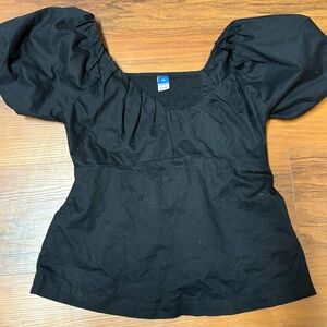Old Navy Black Puff-Sleeve Square-Neck Top